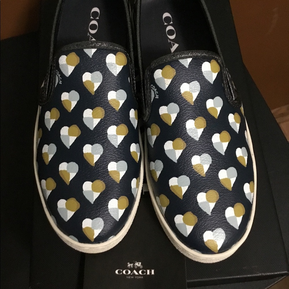 Coach- midnight navy heart slip on
